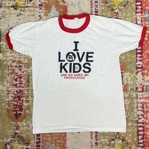 Vintage Single Stitch Ringer Education Teaching 1980s Crewneck Tshirt